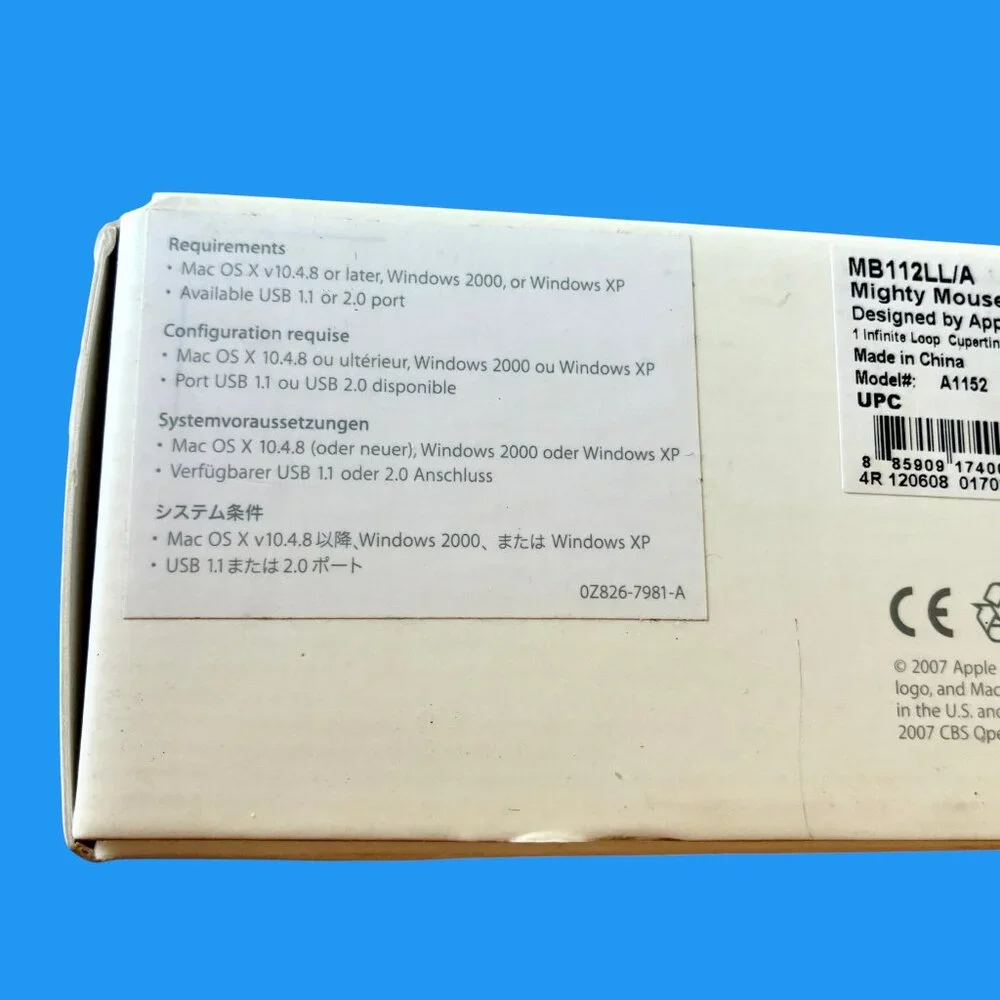 Apple A152 Mighty Mouse USB Wired Optical w/Trackball Origiinal Box & Paperwork